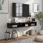 Consolle Multimediale Galleggiante da Parete a 2 Ripiani da 60" – Rovere Invecchiato / Cappuccino / Grigio Anticato / Nero