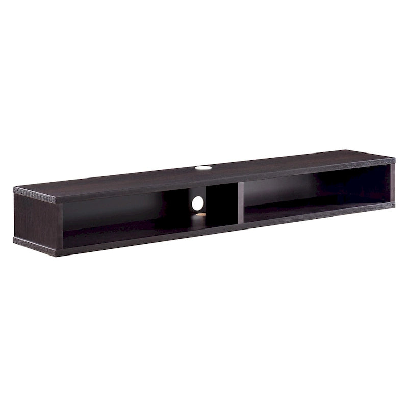 Consolle Multimediale Galleggiante da Parete a 2 Ripiani da 60" – Rovere Invecchiato / Cappuccino / Grigio Anticato / Nero