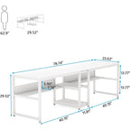 Scrivania 2 posti Marrone/Nero/Bianco/Grigio con libreria, Stile Industriale
