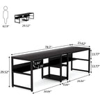 Scrivania 2 posti Marrone/Nero/Bianco/Grigio con libreria, Stile Industriale