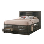 Set camera da letto a piattaforma Gray Oak Storage, stile contemporaneo, 6 pezzi, King/Queen
