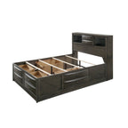 Set camera da letto a piattaforma Gray Oak Storage, stile contemporaneo, 6 pezzi, King/Queen