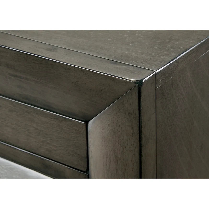 Set camera da letto a piattaforma Gray Oak Storage, stile contemporaneo, 6 pezzi, King/Queen