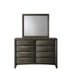 Set camera da letto a piattaforma Gray Oak Storage, stile contemporaneo, 6 pezzi, King/Queen