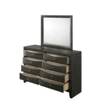 Set camera da letto a piattaforma Gray Oak Storage, stile contemporaneo, 6 pezzi, King/Queen