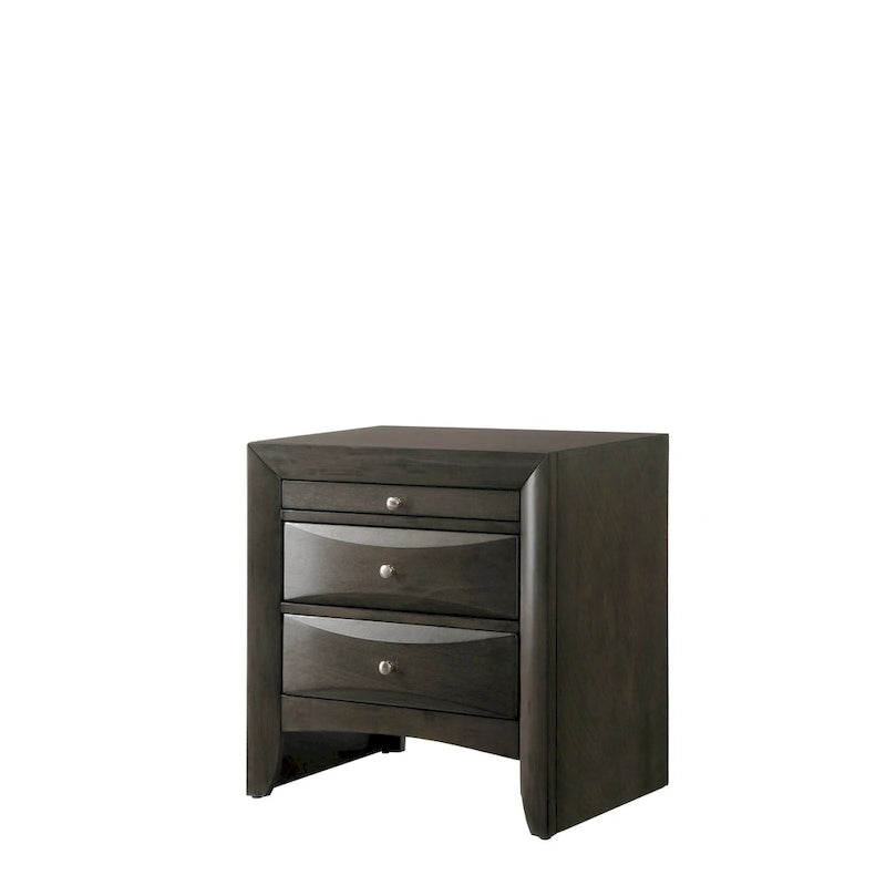 Set camera da letto a piattaforma Gray Oak Storage, stile contemporaneo, 6 pezzi, King/Queen