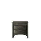 Set camera da letto a piattaforma Gray Oak Storage, stile contemporaneo, 6 pezzi, King/Queen