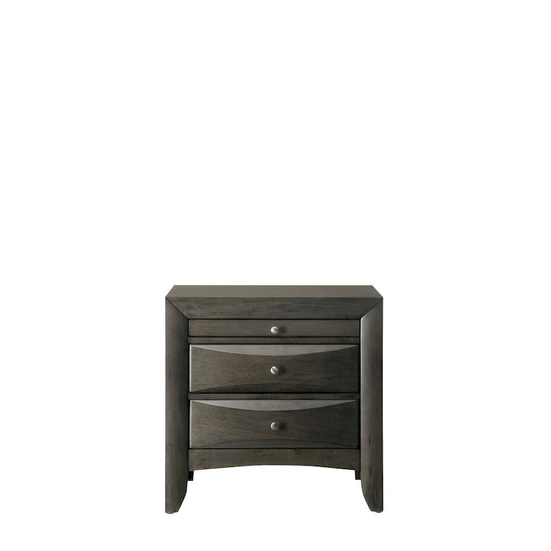 Set camera da letto a piattaforma Gray Oak Storage, stile contemporaneo, 6 pezzi, King/Queen