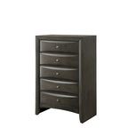 Set camera da letto a piattaforma Gray Oak Storage, stile contemporaneo, 6 pezzi, King/Queen