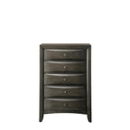 Set camera da letto a piattaforma Gray Oak Storage, stile contemporaneo, 6 pezzi, King/Queen