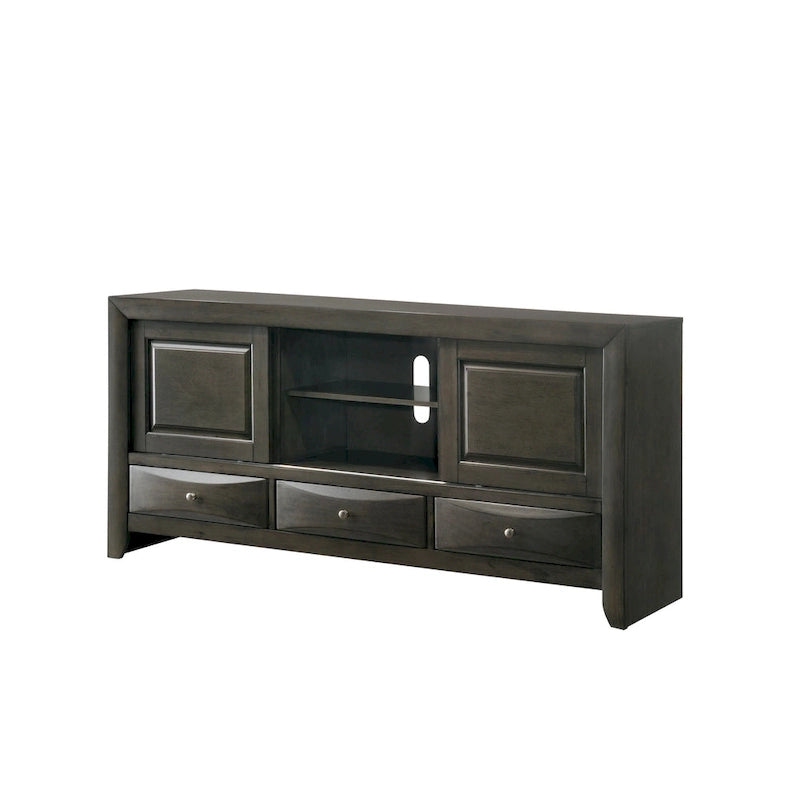Set camera da letto a piattaforma Gray Oak Storage, stile contemporaneo, 6 pezzi, King/Queen