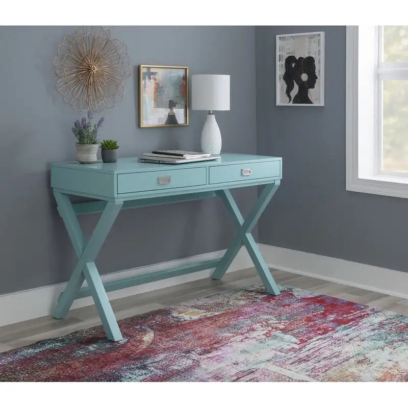 Scrivania da scrittura con cassetti X-Frame turchese/blu navy/grigio, 1 persona
