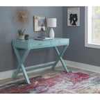 Scrivania da scrittura con cassetti X-Frame turchese/blu navy/grigio, 1 persona
