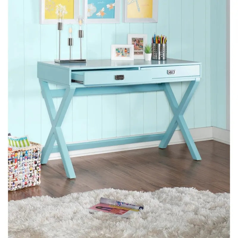 Scrivania da scrittura con cassetti X-Frame turchese/blu navy/grigio, 1 persona