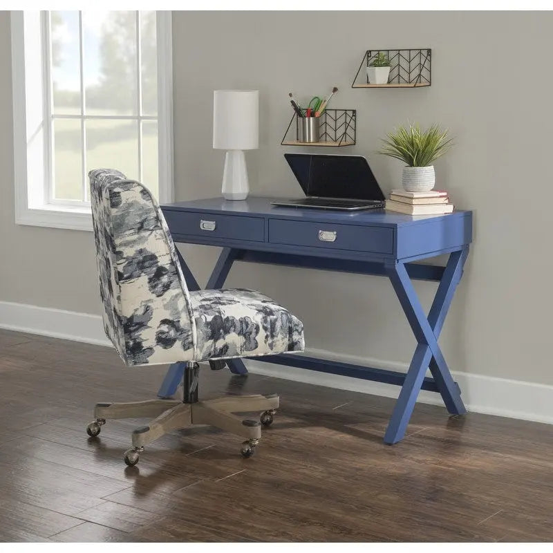 Scrivania da scrittura con cassetti X-Frame turchese/blu navy/grigio, 1 persona
