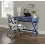 Scrivania da scrittura con cassetti X-Frame turchese/blu navy/grigio, 1 persona