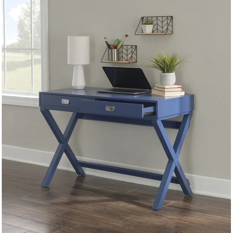 Scrivania da scrittura con cassetti X-Frame turchese/blu navy/grigio, 1 persona