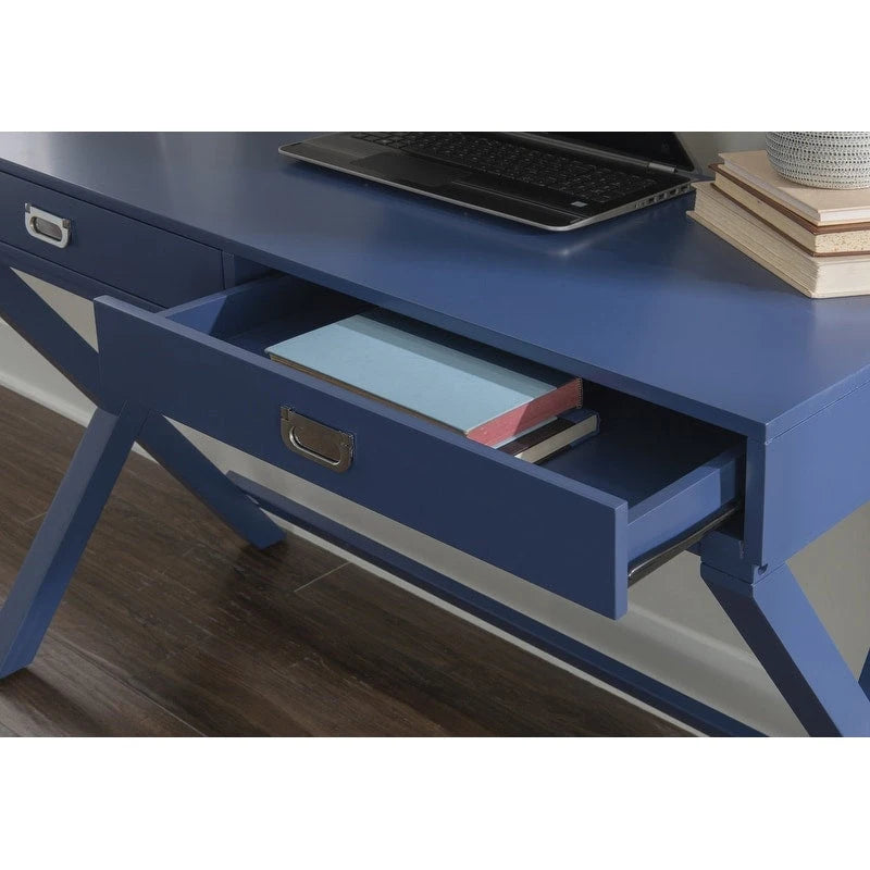 Scrivania da scrittura con cassetti X-Frame turchese/blu navy/grigio, 1 persona
