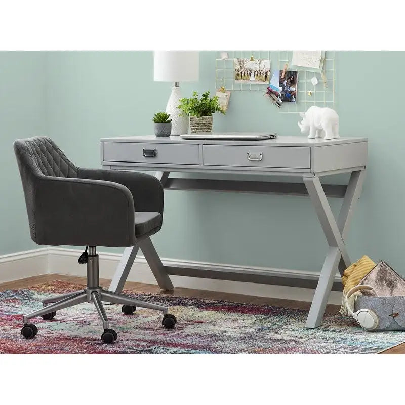 Scrivania da scrittura con cassetti X-Frame turchese/blu navy/grigio, 1 persona