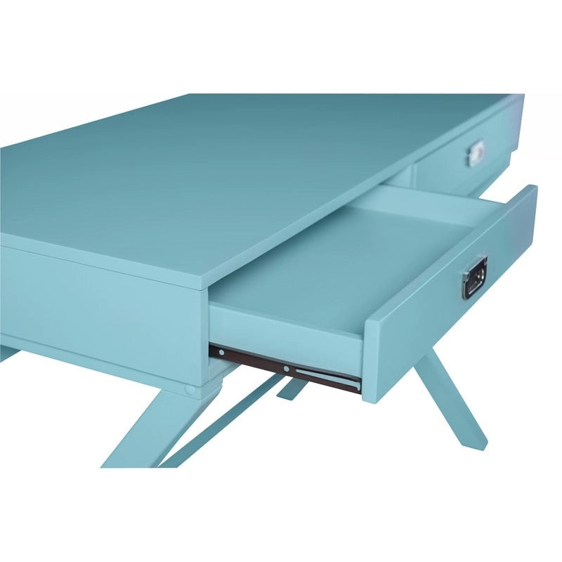 Scrivania da scrittura con cassetti X-Frame turchese/blu navy/grigio, 1 persona