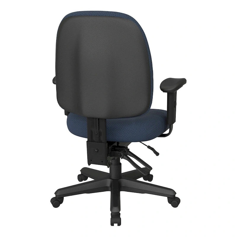 Sedia da ufficio ergonomica nera a schienale medio, monoposto, braccioli e supporto lombare regolabili