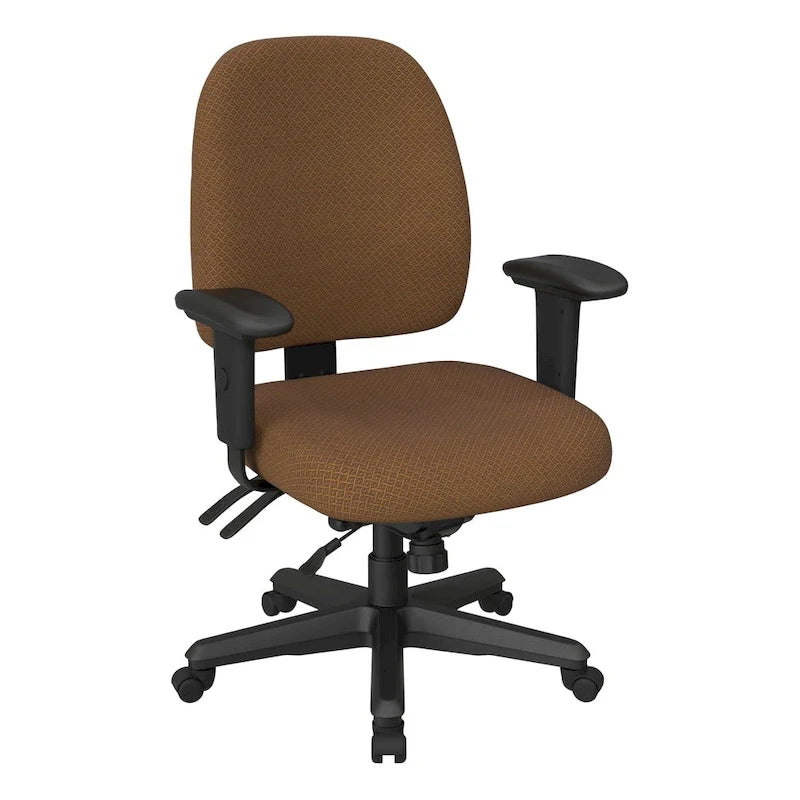Sedia da ufficio ergonomica nera a schienale medio, monoposto, braccioli e supporto lombare regolabili