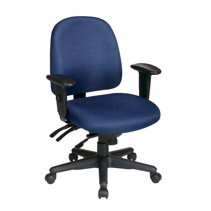 Sedia da ufficio ergonomica nera a schienale medio, monoposto, braccioli e supporto lombare regolabili