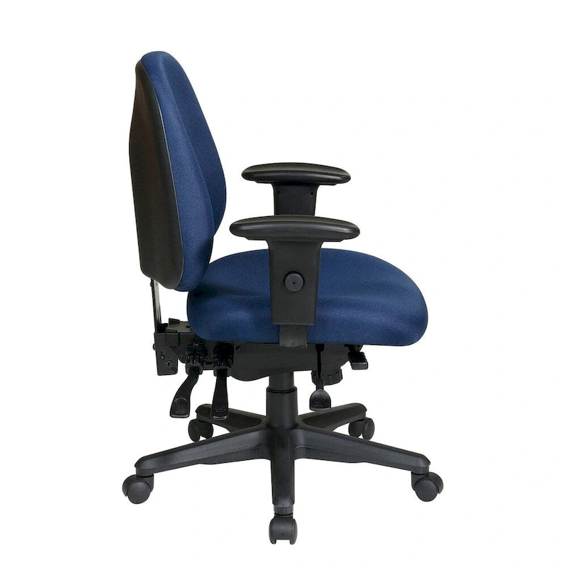 Sedia da ufficio ergonomica nera a schienale medio, monoposto, braccioli e supporto lombare regolabili
