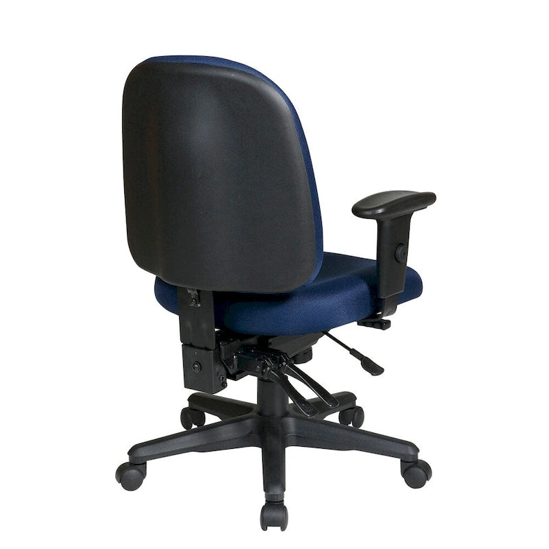 Sedia da ufficio ergonomica nera a schienale medio, monoposto, braccioli e supporto lombare regolabili