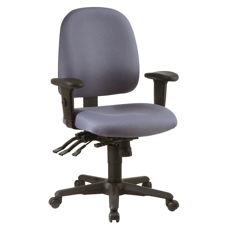 Sedia da ufficio ergonomica nera a schienale medio, monoposto, braccioli e supporto lombare regolabili
