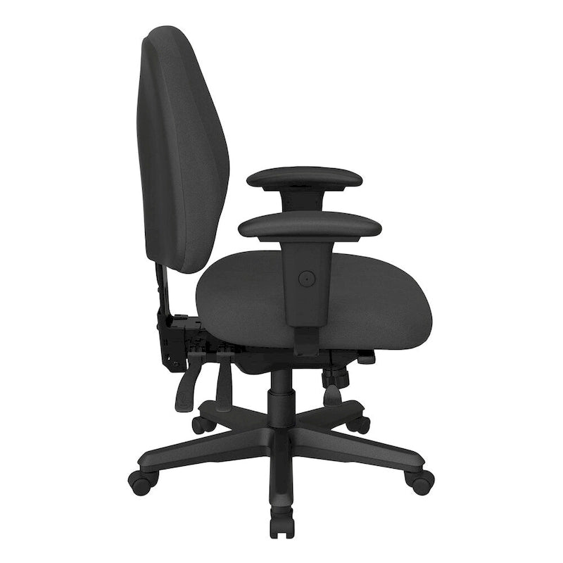 Sedia da ufficio ergonomica nera a schienale medio, monoposto, braccioli e supporto lombare regolabili