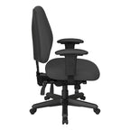 Sedia da ufficio ergonomica nera a schienale medio, monoposto, braccioli e supporto lombare regolabili