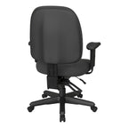 Sedia da ufficio ergonomica nera a schienale medio, monoposto, braccioli e supporto lombare regolabili