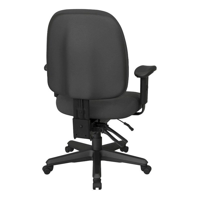 Sedia da ufficio ergonomica nera a schienale medio, monoposto, braccioli e supporto lombare regolabili