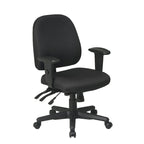 Sedia da ufficio ergonomica nera a schienale medio, monoposto, braccioli e supporto lombare regolabili