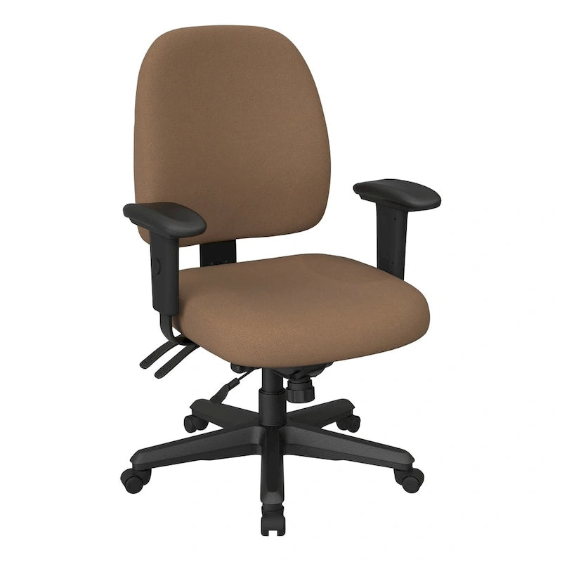 Sedia da ufficio ergonomica nera a schienale medio, monoposto, braccioli e supporto lombare regolabili