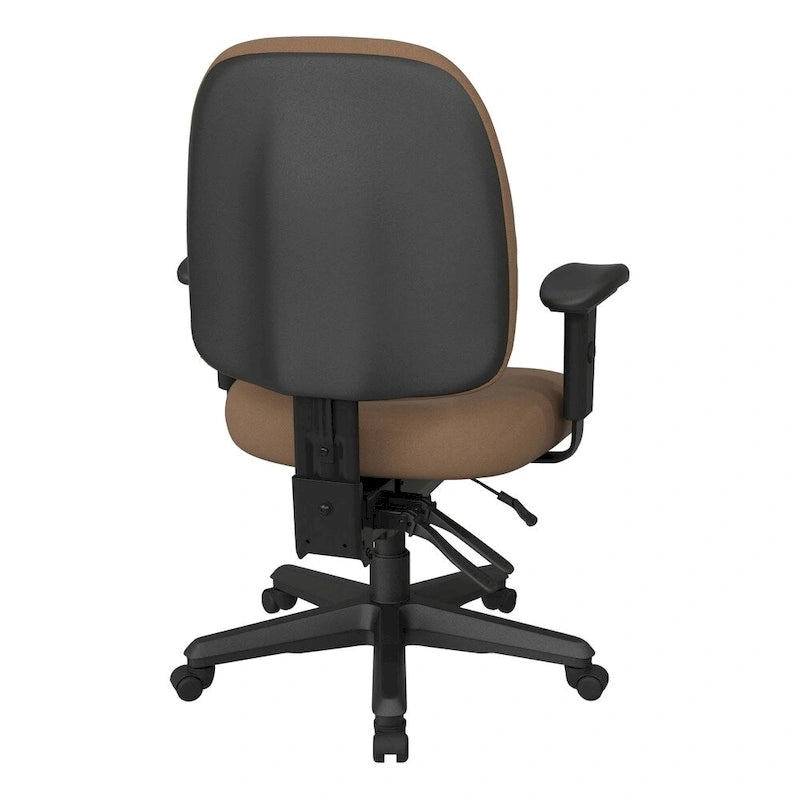 Sedia da ufficio ergonomica nera a schienale medio, monoposto, braccioli e supporto lombare regolabili