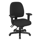 Sedia da ufficio ergonomica nera a schienale medio, monoposto, braccioli e supporto lombare regolabili