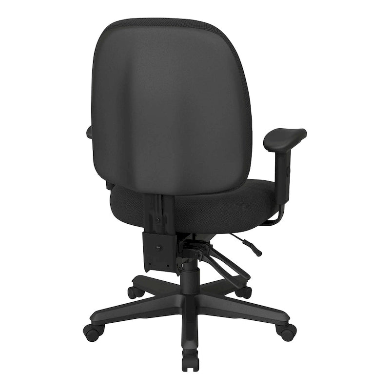 Sedia da ufficio ergonomica nera a schienale medio, monoposto, braccioli e supporto lombare regolabili