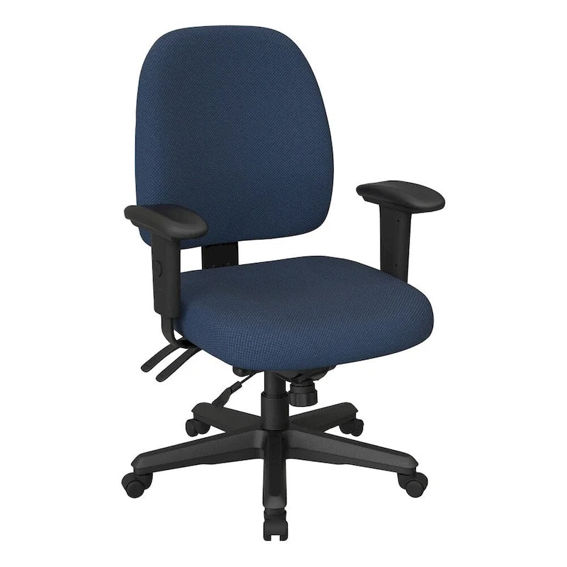 Sedia da ufficio ergonomica nera a schienale medio, monoposto, braccioli e supporto lombare regolabili