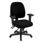 Sedia da ufficio ergonomica nera a schienale medio, monoposto, braccioli e supporto lombare regolabili