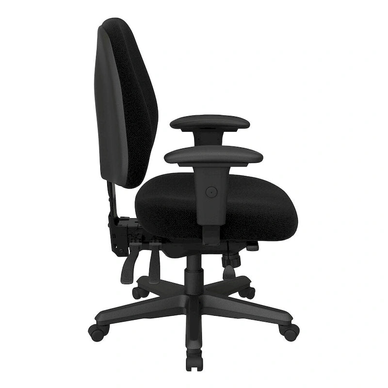 Sedia da ufficio ergonomica nera a schienale medio, monoposto, braccioli e supporto lombare regolabili