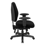 Sedia da ufficio ergonomica nera a schienale medio, monoposto, braccioli e supporto lombare regolabili
