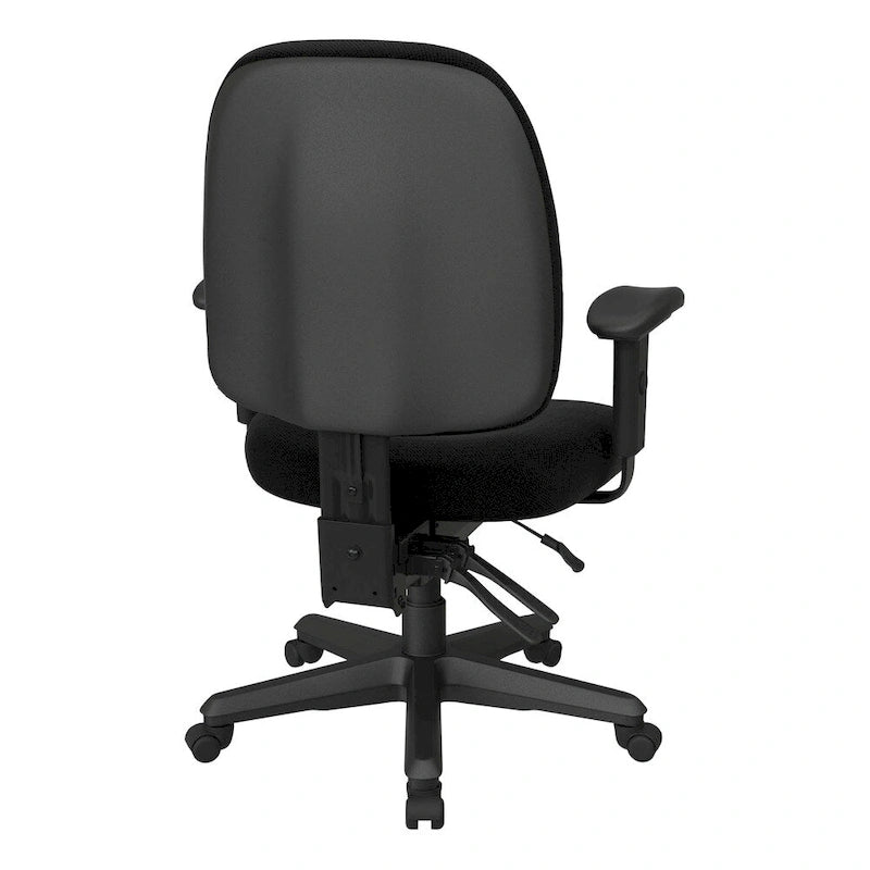 Sedia da ufficio ergonomica nera a schienale medio, monoposto, braccioli e supporto lombare regolabili