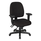 Sedia da ufficio ergonomica nera a schienale medio, monoposto, braccioli e supporto lombare regolabili