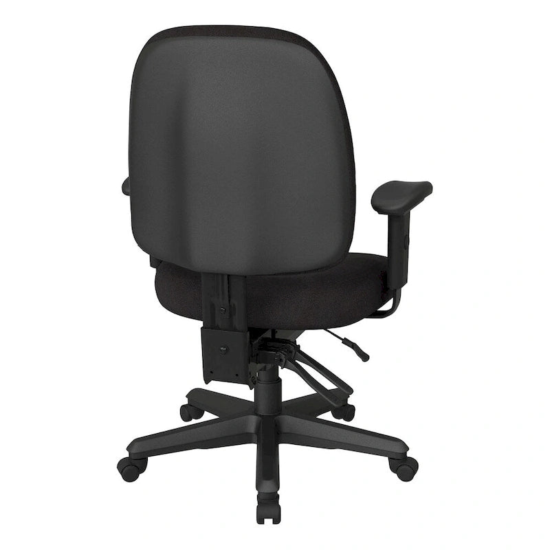 Sedia da ufficio ergonomica nera a schienale medio, monoposto, braccioli e supporto lombare regolabili