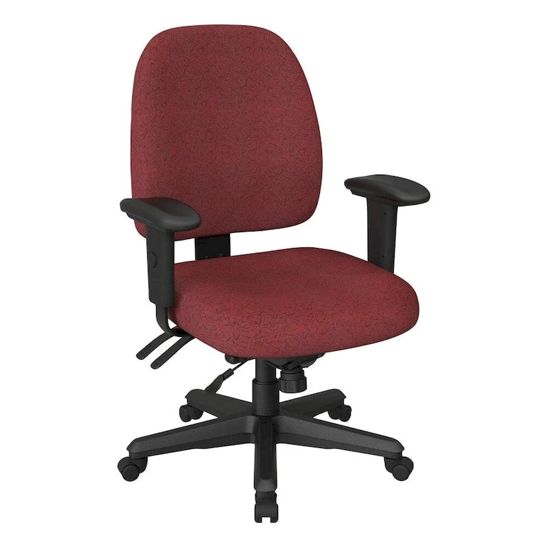 Sedia da ufficio ergonomica nera a schienale medio, monoposto, braccioli e supporto lombare regolabili