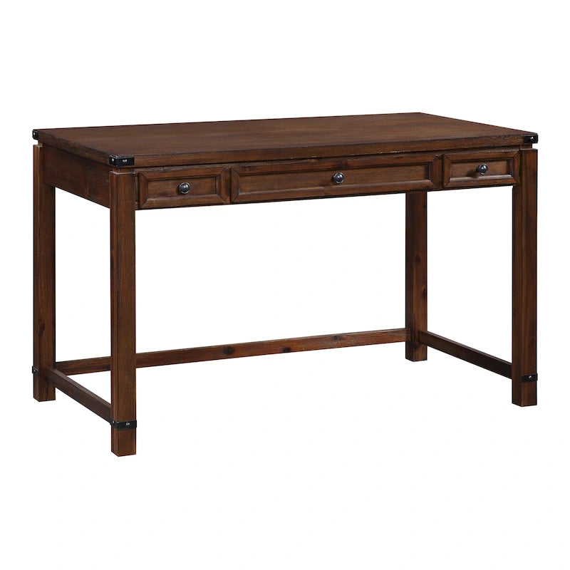 Scrivania rustica industriale, legno/finitura anticata, marrone/bianco sporco, 1 persona