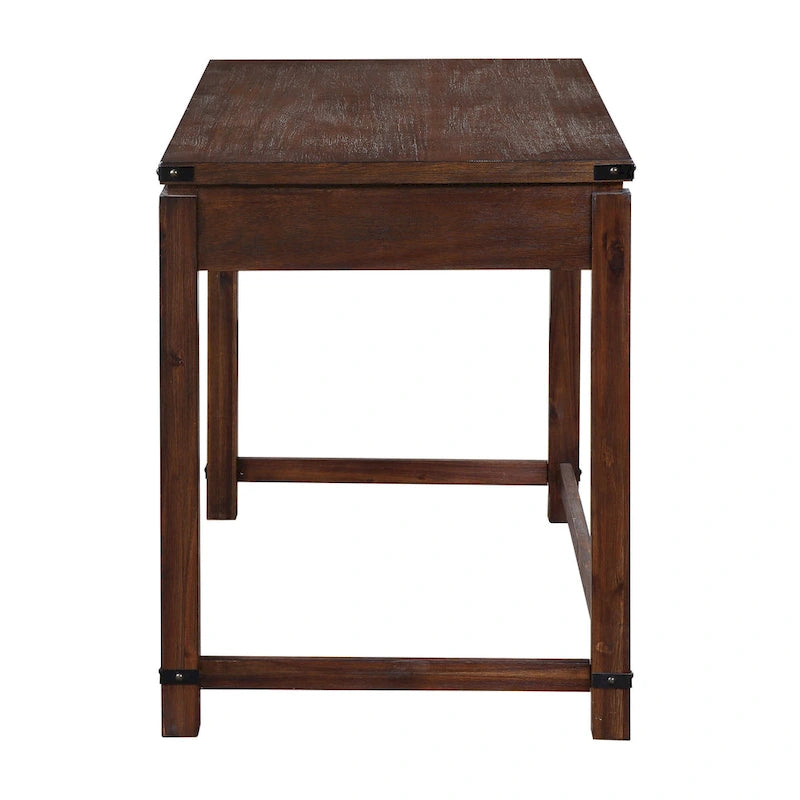 Scrivania rustica industriale, legno/finitura anticata, marrone/bianco sporco, 1 persona