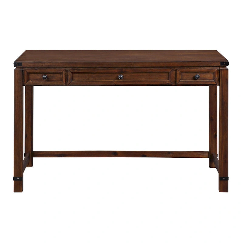 Scrivania rustica industriale, legno/finitura anticata, marrone/bianco sporco, 1 persona